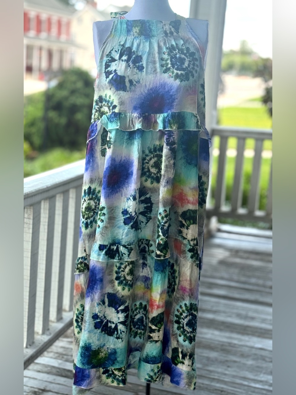 Boho Tie-Dye Tiered Maxi Dress - Multicolor